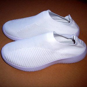 NWOT Women's White Mesh Slip-on Sock Shoes Sneakers Size 8!